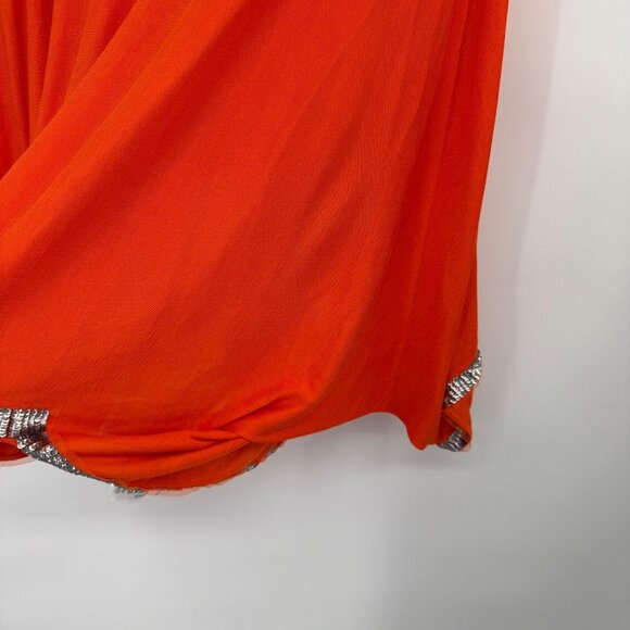 Laurel  Womens silk Orange sweater Top poncho Sequin Trim size medium new - Picture 9 of 15